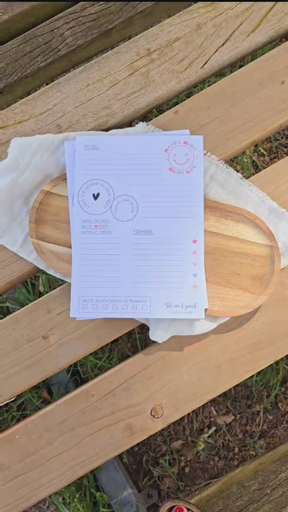 Notizblock Happy Mind / Wochenplaner / Familienplaner / TO DO / Selfcare / DIN A5 / 50 Blatt