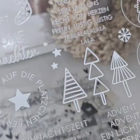 Rub On Hello Winter / Sticker / Aufkleber / schwarz / weiß / Advent / DIY / Winter / Weihnachten / Advent / Spruch / Windlicht
