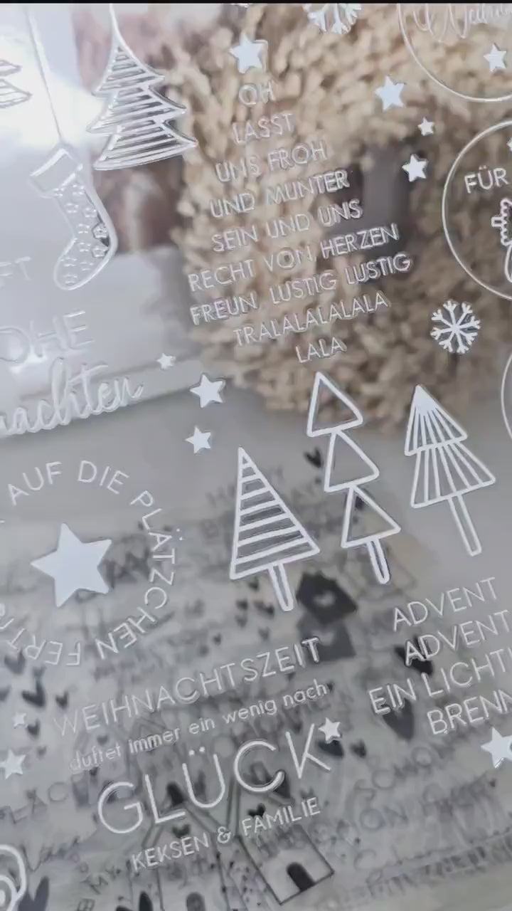 Rub On Hello Winter / Sticker / Aufkleber / schwarz / weiß / Advent / DIY / Winter / Weihnachten / Advent / Spruch / Windlicht