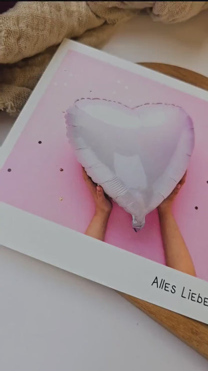 Postkarte Happy Birthday / Umschlag / quadratisch / Kleinigkeit / Geschenk / Geburtstag / Genesung / Abschied