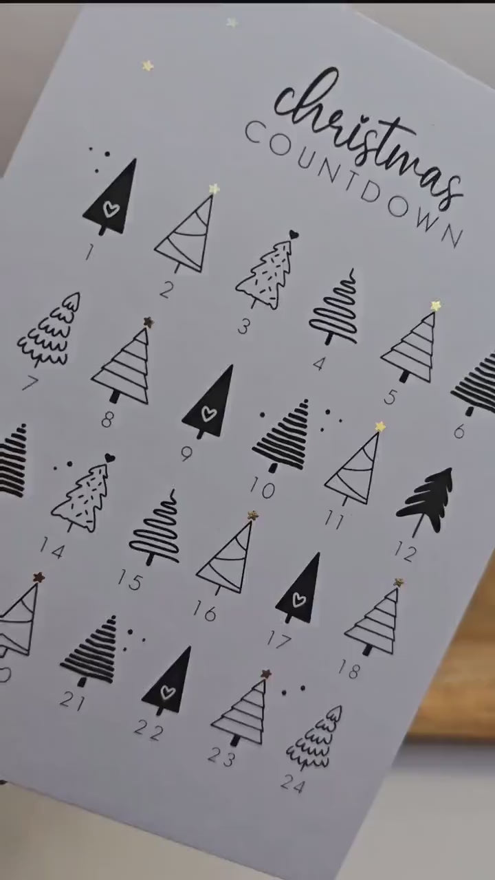 Postkarte Christmas Countdown / Adventskalender / Wunschzettel / Weihnachten / Wichtelgeschenk / Kleinigkeit / Geschenk / Geburtstag