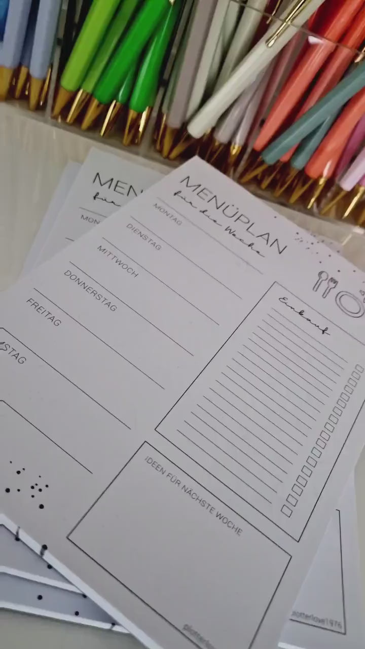 Menüplaner A5 für die ganze Woche / Wochenplaner / Familienplaner / Rezepte / Essensplaner