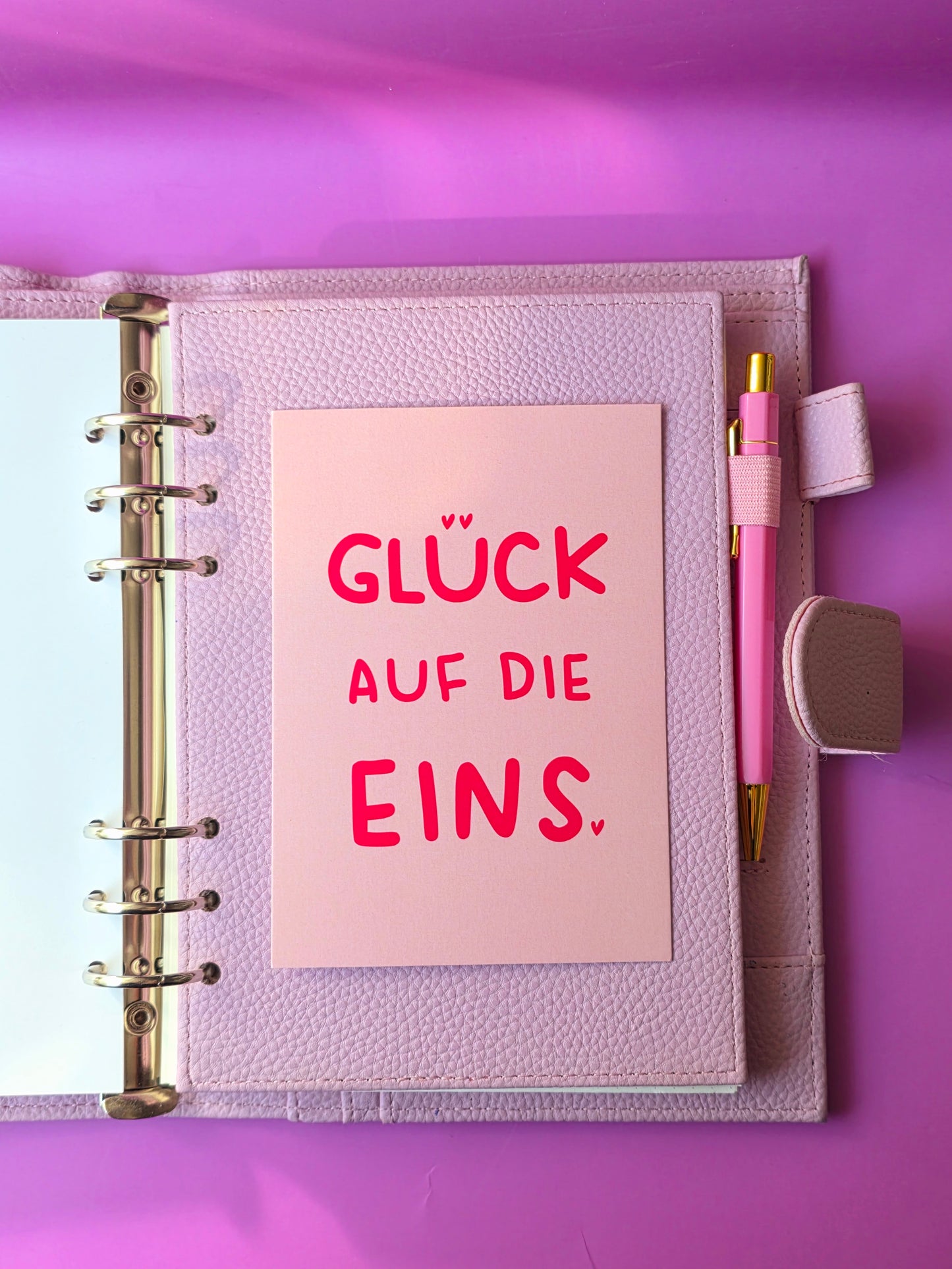 Postkarte "Glück auf die Eins" (rosa)