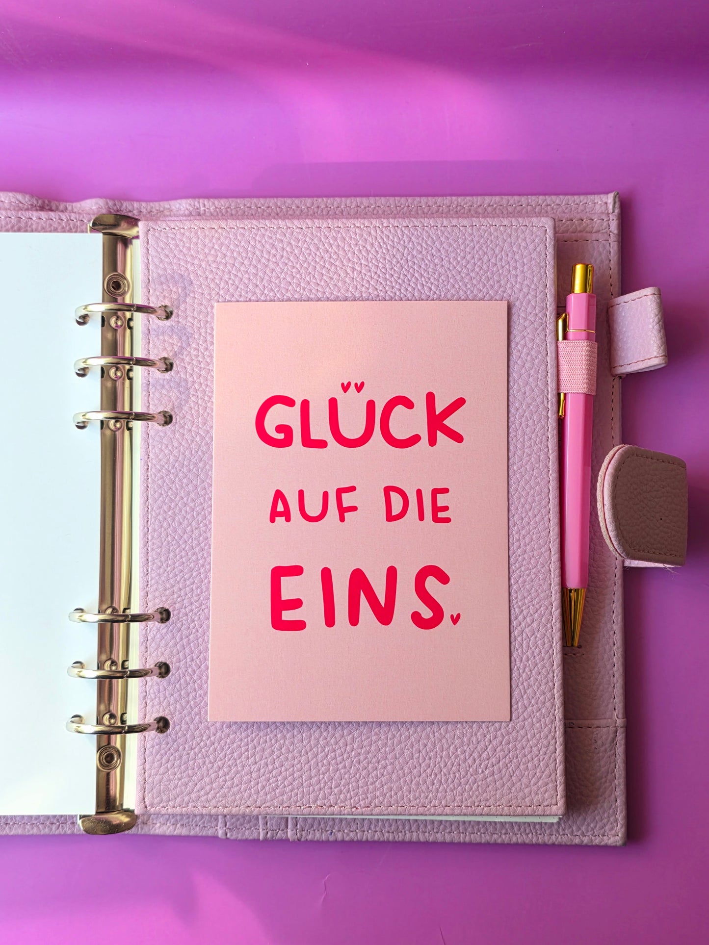 Postkarte "Glück auf die Eins" (rosa)