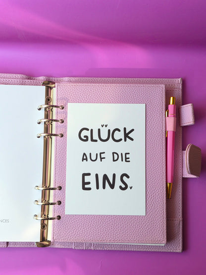 Postkarte "Glück auf die Eins" (s/w)