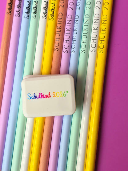 Bleistift Schulkind 2026 - 6 Farben - 3 Schrift Varianten