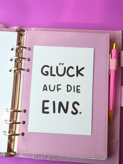 Postkarte "Glück auf die Eins" (s/w)