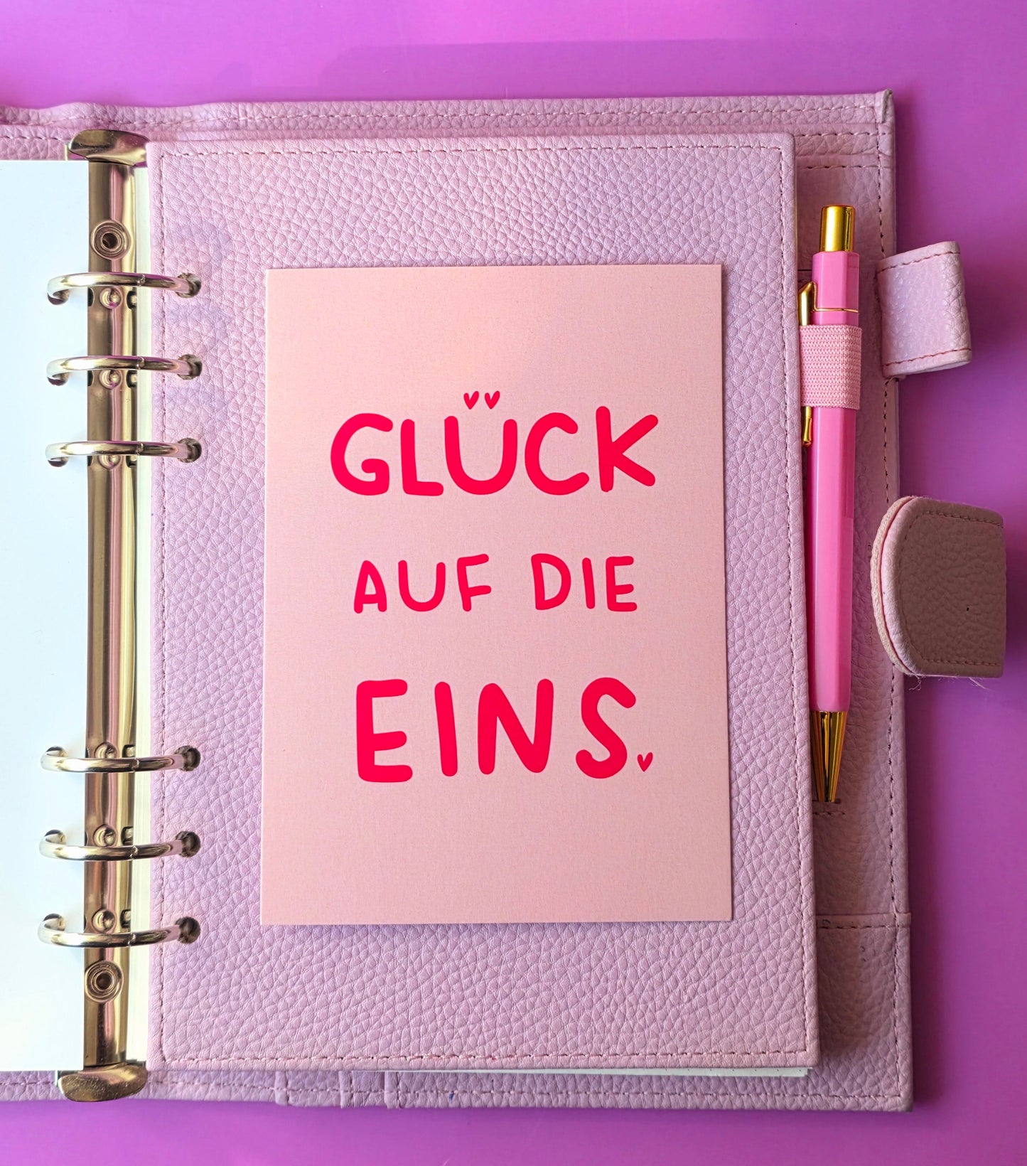 Postkarte "Glück auf die Eins" (rosa)