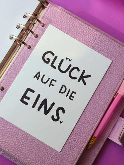 Postkarte "Glück auf die Eins" (s/w)