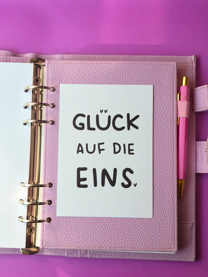 Postkarte "Glück auf die Eins" (s/w)